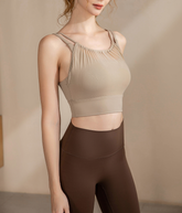 メッシュ切替スポーツブラ|日常生活でもスポーツでも着用OKスポーツブラ|カップ付きスポーツブラ