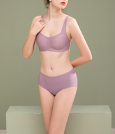 【A~Dカップ】スクエアネックノーワイヤーブラ|1/2カップシームレスブラ