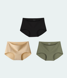 【終売】お買い得3枚ショーツセット｜縫い目のないお肌にやさしいショーツ｜ブラック、ベージュ、エバーグリーン