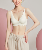 【A~Cカップ】一体型Vネックシームレス、ノンワイヤーブラ｜U字型 美しい背中｜ソフトサポート技術