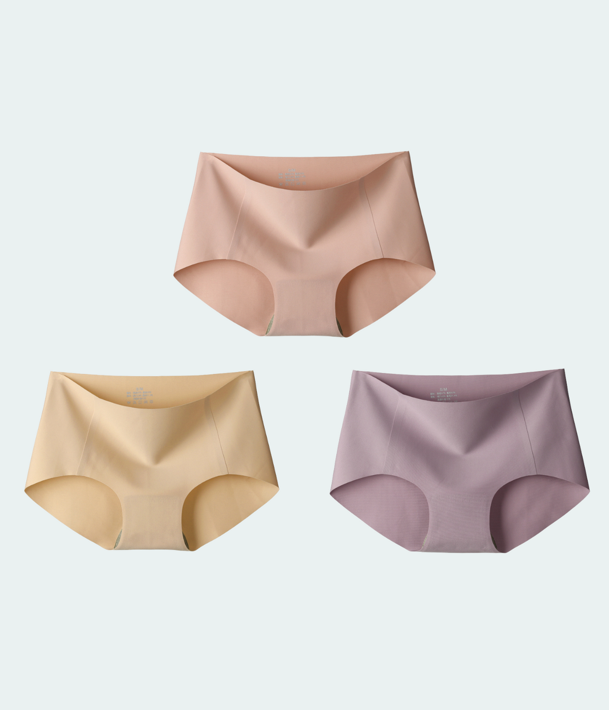 【終売】お買い得3枚ショーツセット｜縫い目のないお肌にやさしいショーツ｜コーラルピンク、ベージュ、パールパープル